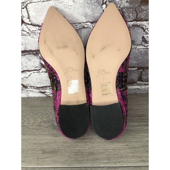 J. Crew K2904 Pink Fresh Berry Tweed Pointed Toe Flats Women’s Sz 7M US/38EU - Picture 7 of 16